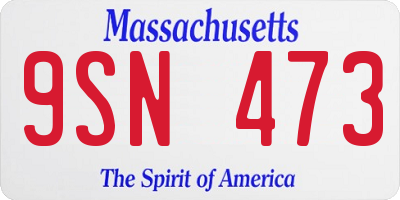 MA license plate 9SN473