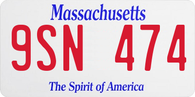 MA license plate 9SN474