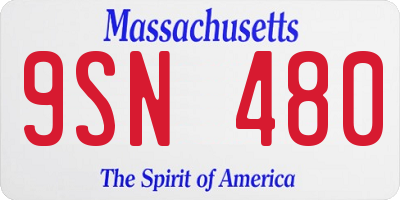 MA license plate 9SN480