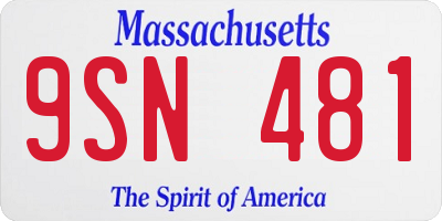 MA license plate 9SN481