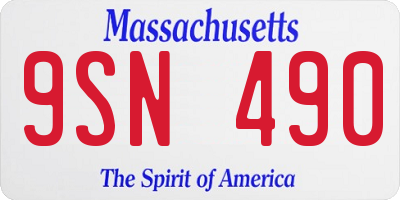 MA license plate 9SN490