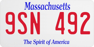 MA license plate 9SN492