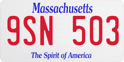 MA license plate 9SN503