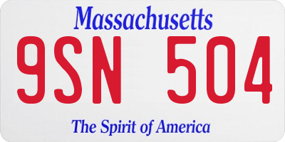 MA license plate 9SN504
