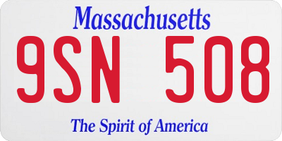 MA license plate 9SN508