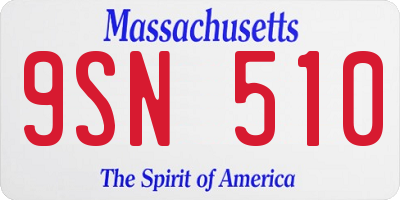 MA license plate 9SN510