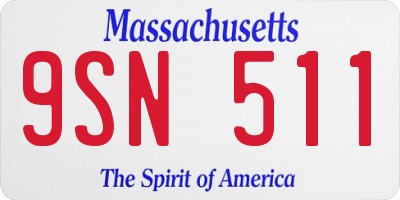 MA license plate 9SN511