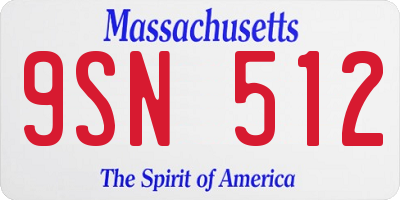 MA license plate 9SN512