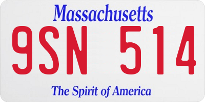 MA license plate 9SN514