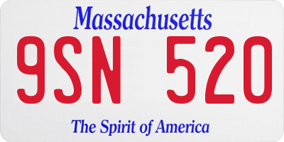 MA license plate 9SN520