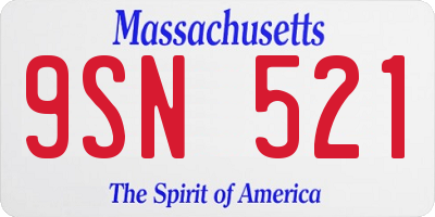 MA license plate 9SN521