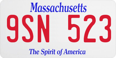 MA license plate 9SN523