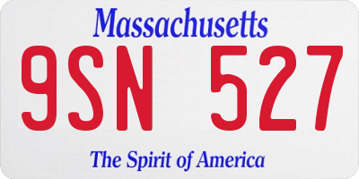 MA license plate 9SN527