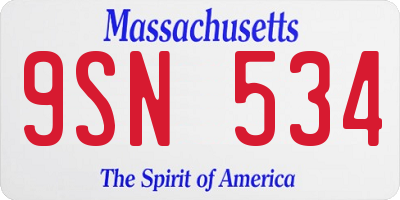 MA license plate 9SN534