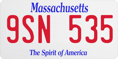 MA license plate 9SN535
