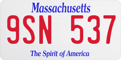 MA license plate 9SN537