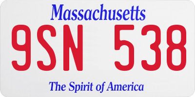 MA license plate 9SN538