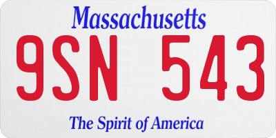 MA license plate 9SN543