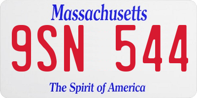 MA license plate 9SN544