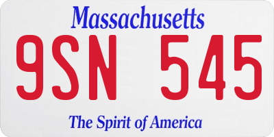 MA license plate 9SN545