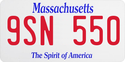 MA license plate 9SN550
