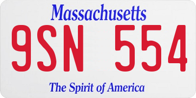 MA license plate 9SN554