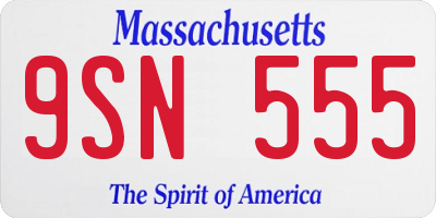 MA license plate 9SN555