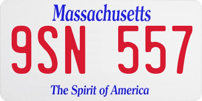 MA license plate 9SN557
