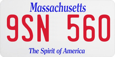MA license plate 9SN560