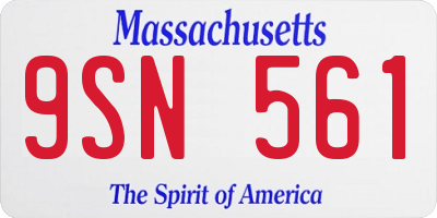 MA license plate 9SN561