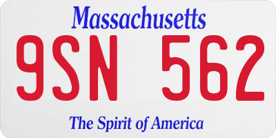 MA license plate 9SN562