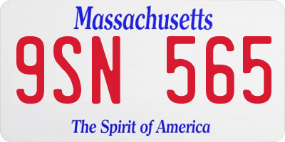 MA license plate 9SN565