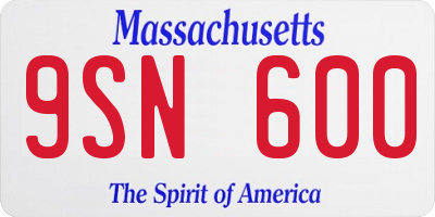 MA license plate 9SN600