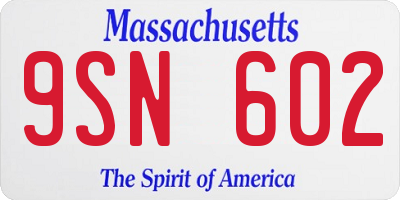 MA license plate 9SN602