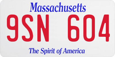 MA license plate 9SN604