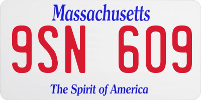 MA license plate 9SN609