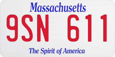 MA license plate 9SN611