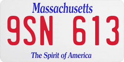MA license plate 9SN613