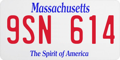 MA license plate 9SN614