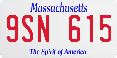 MA license plate 9SN615