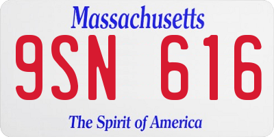 MA license plate 9SN616