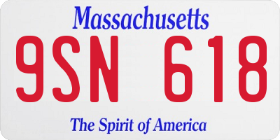 MA license plate 9SN618
