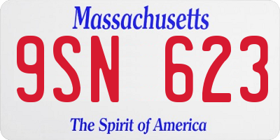 MA license plate 9SN623