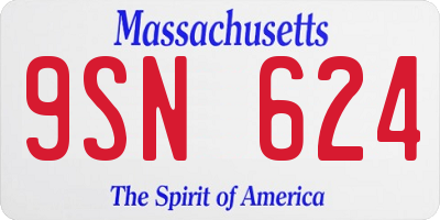 MA license plate 9SN624