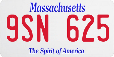 MA license plate 9SN625