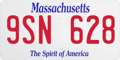MA license plate 9SN628