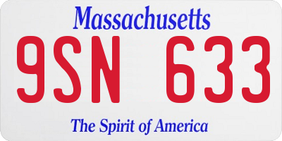 MA license plate 9SN633