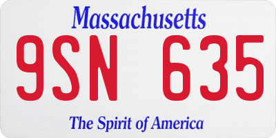 MA license plate 9SN635