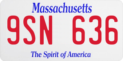 MA license plate 9SN636