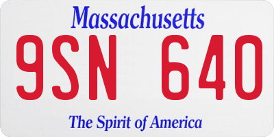 MA license plate 9SN640